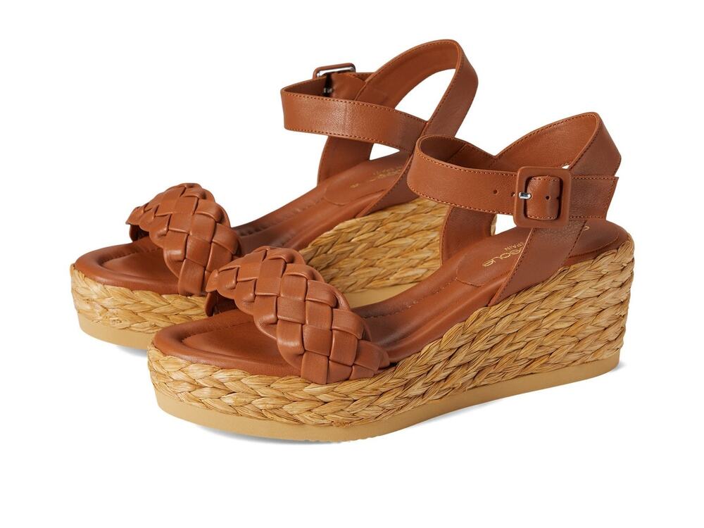 ANDRÉ ASSOUS WOMENS CECILIA LEATHER WEDGE SANDALS BROWN 11 MEDIUM (B,M)